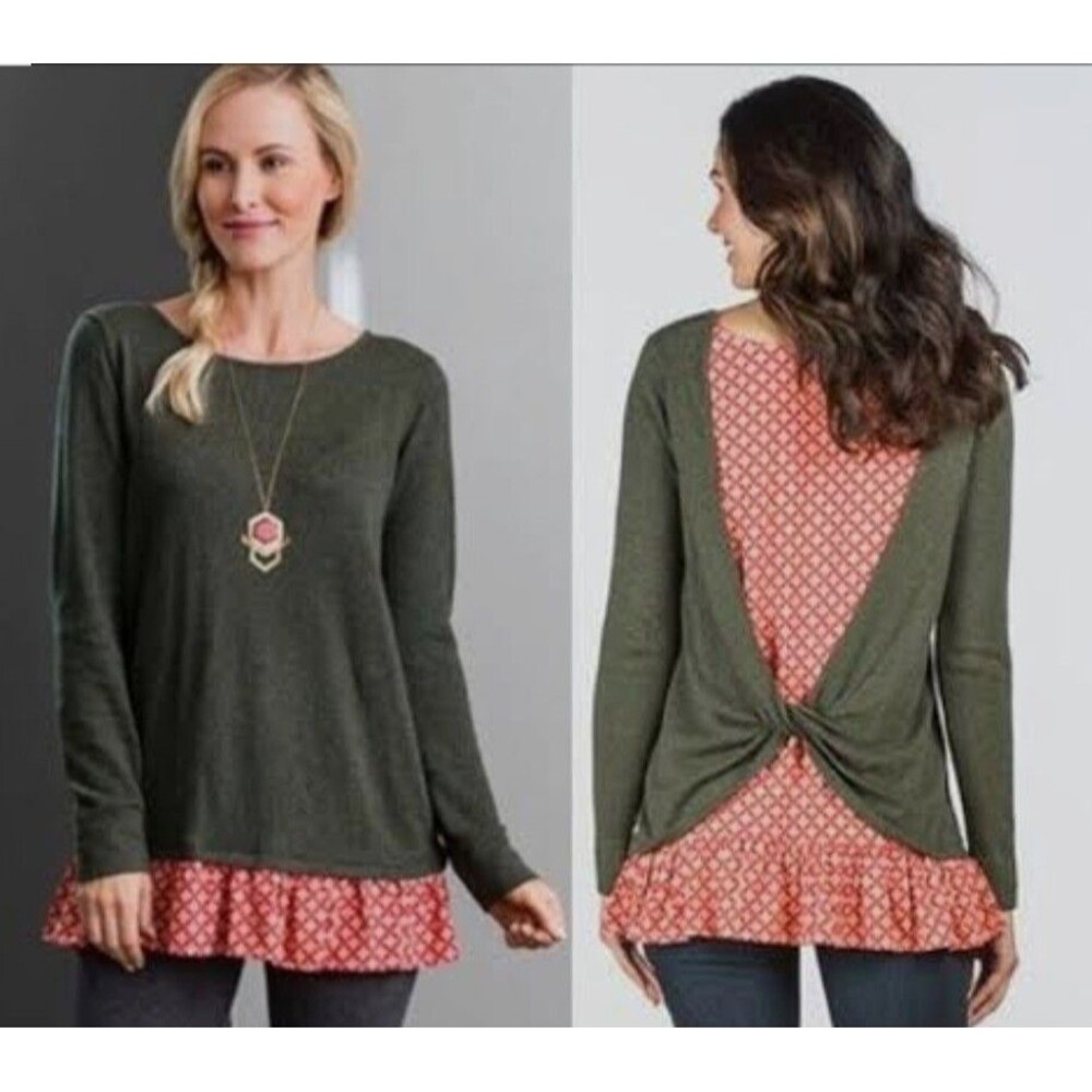 Matilda Jane My Miracle Twist Sweater Woman MEDIUM Long Sleeve Ruffle Tunic